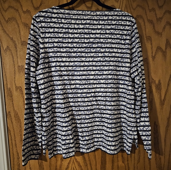Boden • Top • 3/4 Sleeve •  Womens Size 12 • 100% Cotton • Blue Stripes with - Picture 3 of 6